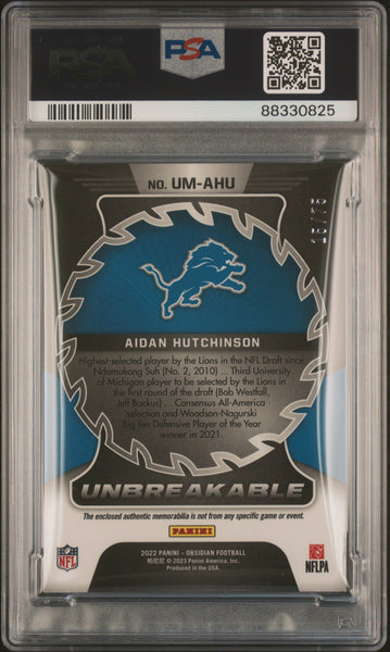 Aidan Hutchinson - 2022 Panini Obsidian Unbreakable Material Ee Org PSA 9 15/75