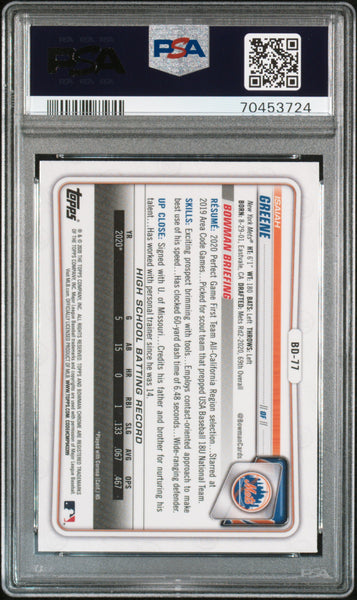 Isaiah Greene - 2020 Bowman Draft Chrome Sapphire Edition PSA 10