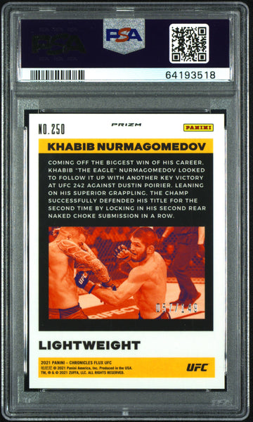 Khabib Nurmagomedov - 2021 Panini Chronicles UFC Flux Red /149 PSA 10