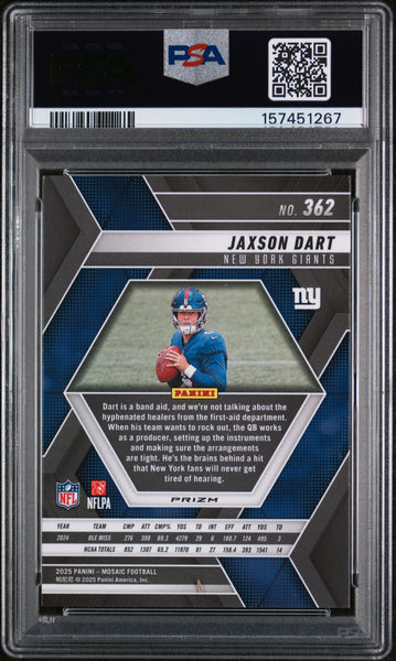 Jaxson Dart - 2025 Panini Mosaic Red & White Stripe PSA 9