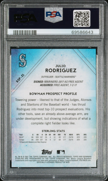 Julio Rodriguez - 2021 Bowman Sterling Magenta Refractor PSA 9 /75 69/75