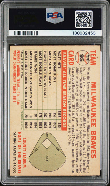 Braves Team - 1956 Topps No Date, Name Left WHT. BK. PSA 1.5