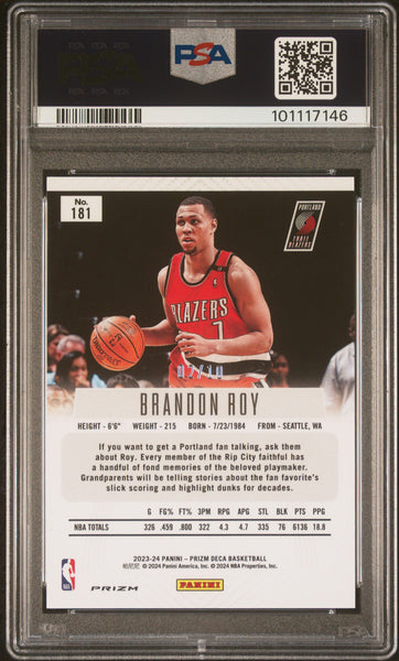 Brandon Roy - 2023 Panini Prizm Deca Gold PSA 10