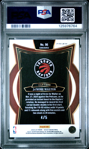 Ja'kobe Walter - 2024 Panini Select Green Disco PSA 9