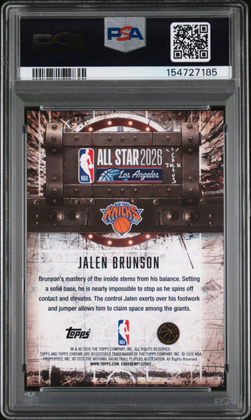 Jalen Brunson - 2025 Topps Chrome Cactus Jack X NBA All-Star Red Refractor PSA 9