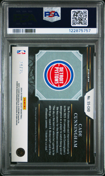 Cade Cunningham - 2024 Panini Select Signature Selections Green Mojo PSA 9