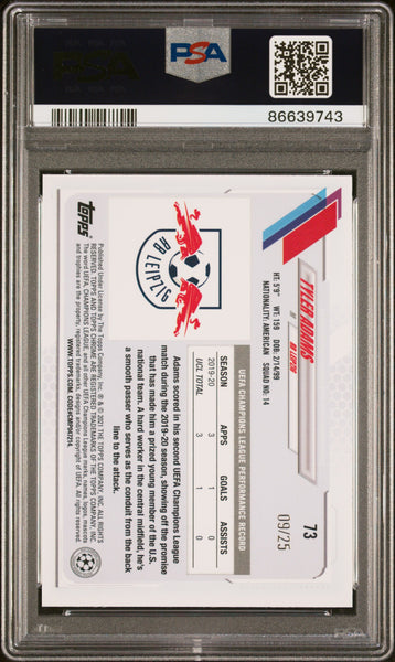 Tyler Adams - 2020 Chrome UEFA Champions League Sapphire Edition Purple PSA 9