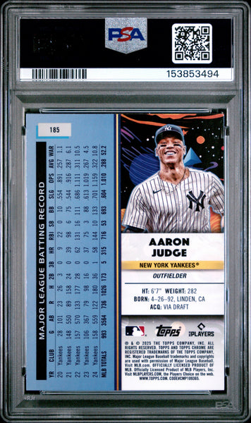 Aaron Judge - 2025 Topps Cosmic Chrome Blue Moon PSA 10 45/99