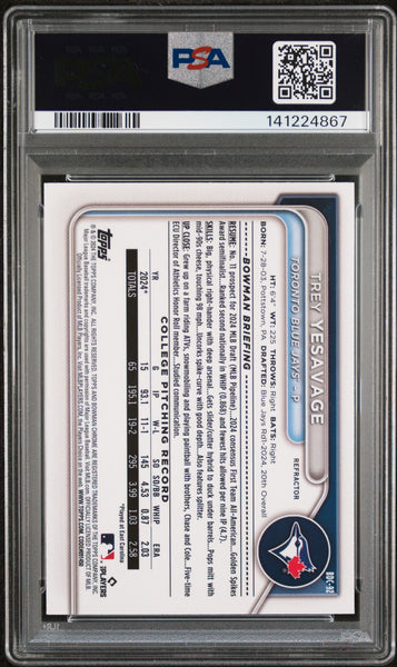 Trey Yesavage - 2024 Bowman Draft Chrome Refractor PSA 9