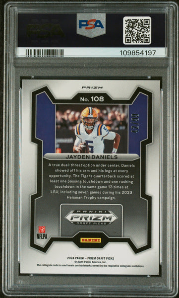 Jayden Daniels - 2024 Panini Prizm Draft Picks Blue Ice PSA 9 42/99