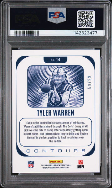 Tyler Warren - 2025 Panini Phoenix Contours Silver Seismic PSA 8