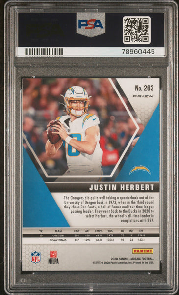 Justin Herbert - 2020 Panini Mosaic Rookie #263 Mosaic PSA 10