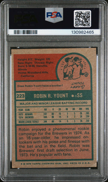 Robin Yount - 1975 Topps PSA 2