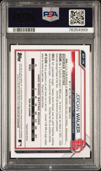 Jordan Walker - 2021 Bowman Sapphire Chrome Prospects Green PSA 10 117/125