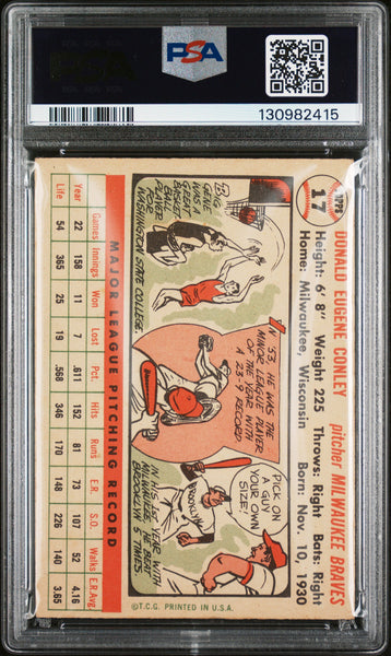 Gene Conley - 1956 Topps White Back PSA 3