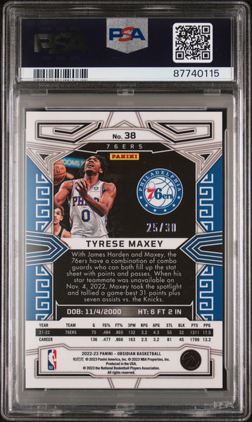 Tyrese Maxey - 2022 Panini Obsidian Electric Etch Blue PSA 9 25/30