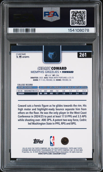 Cedric Coward - 2025 Topps Chrome Prism Refractor PSA 10