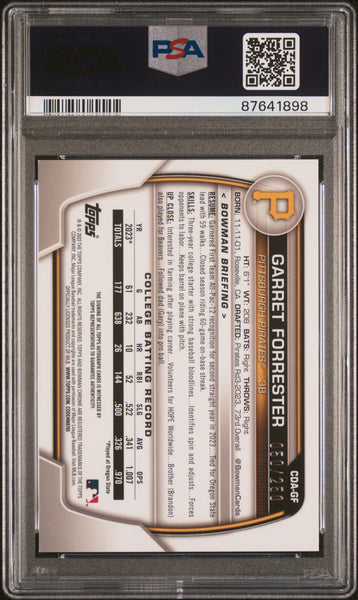 Garret Forrester 2023 Bowman Draft Chrome Autograph Purple Ref PSA 10 /250