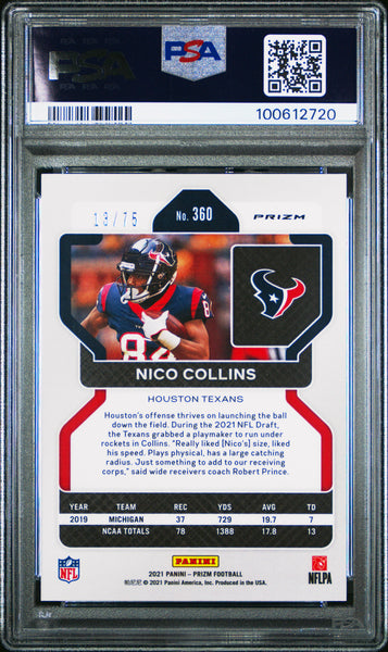Nico Collins - 2021 Panini Prizm Green Scope PSA 9 Rookie