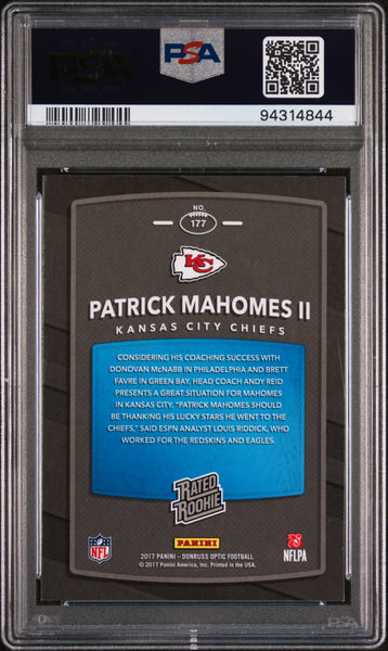Patrick Mahomes II - 2017 Panini Donruss Optic PSA 9