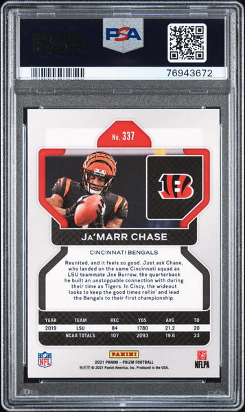 Ja’Marr Chase - 2021 Panini Prizm Football Rookie #337 PSA 10