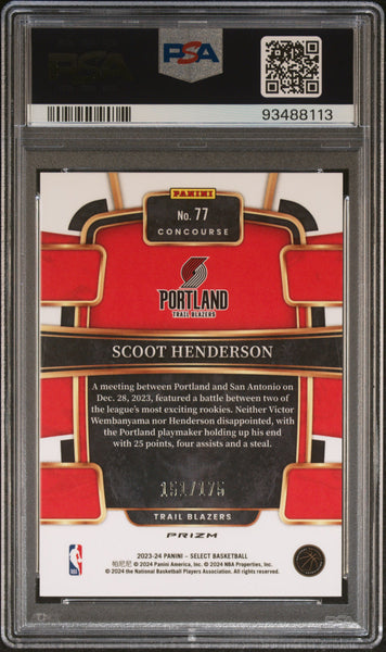 Scoot Henderson - 2023 Panini Select Purple Flash PSA 10