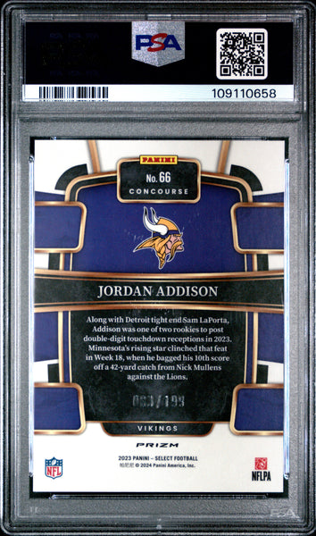 Jordan Addison - 2023 Panini Select Blue Prizm PSA 10 83/199