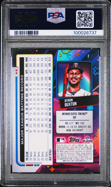 Byron Buxton - 2024 Topps Chrome Cosmic Gold Interstellar Ref PSA 9 26/50