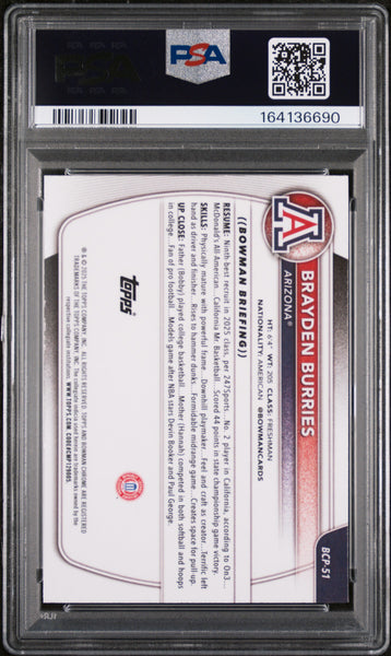Brayden Burries - 2025 Bowman Mega Box Chrome Prospects PSA 9