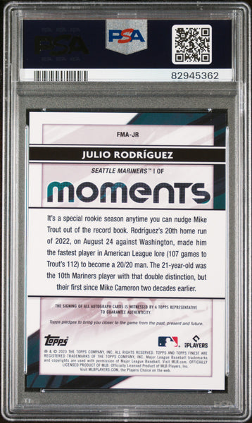 Julio Rodriguez - 2023 Topps Finest Finest Moments Auto Orange PSA 10 /25