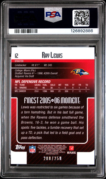 Ray Lewis - 2006 Finest Xfractor PSA 8 200/250