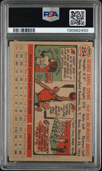 George Crowe - 1956 Topps PSA 3