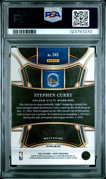 Stephen Curry - 2023 Panini Select Zebra Prizm PSA 9