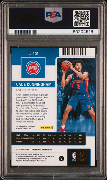 Cade Cunningham - 2021 Contenders Rookie Variation Auto Playoff PSA 8 82/99