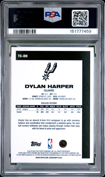 Dylan Harper - 2025 Topps Silver Pack 1980-81 Topps Chrome Basketball PSA 9
