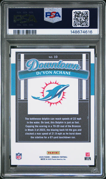 De'von Achane - 2025 Panini Donruss Downtown PSA 10