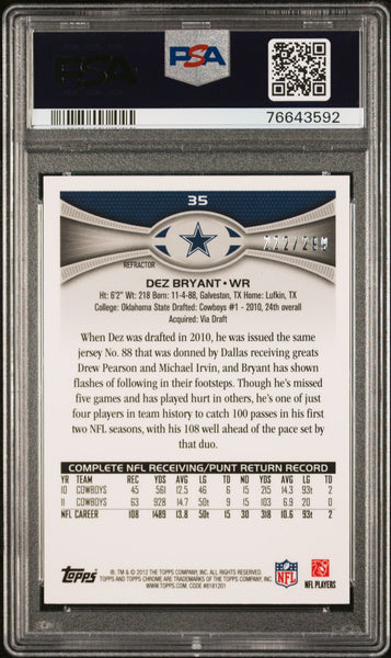 Dez Bryant - 2012 Topps Chrome Black Refractor PSA 10 /299