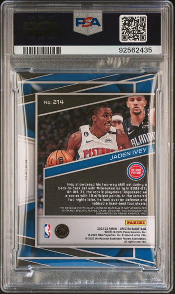 JADEN IVEY - 2022 Panini Spectra Rookie Patch Auto Gold /10 PSA 8