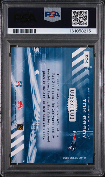 Tom Brady - 2006 Donruss Elite Zoning Commission Gold 953/1000 PSA 8