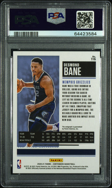 Desmond Bane - 2020 Panini Contenders Auto Cracked Ice PSA 9 02/25