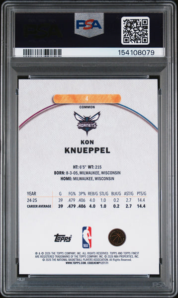 Kon Knueppel - 2025 Topps Finest Oil Spill Refractor PSA 9