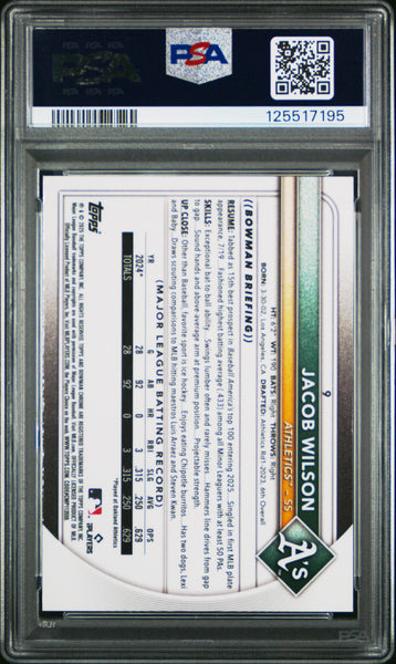 Jacob Wilson - 2025 Bowman Red Rookie Redemption PSA 9
