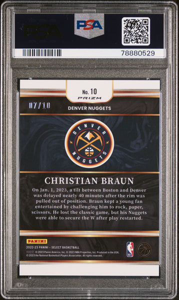 Christian Braun - 2022 Panini Select Select Future Rookie Gold 7/10 PSA 10 #10