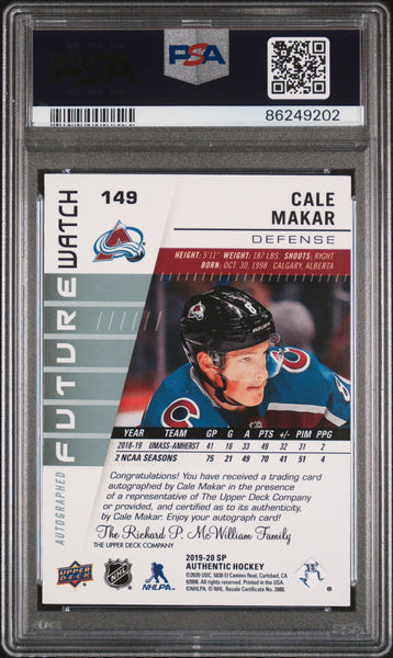 Cale Makar - 2019 SP Authentic Autograph PSA 9 78/999