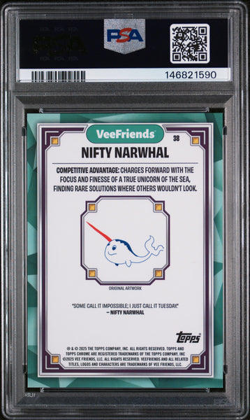 2025 Topps Chrome Veefriends Sapphire Edition Nifty Narwhal #38 PSA 9