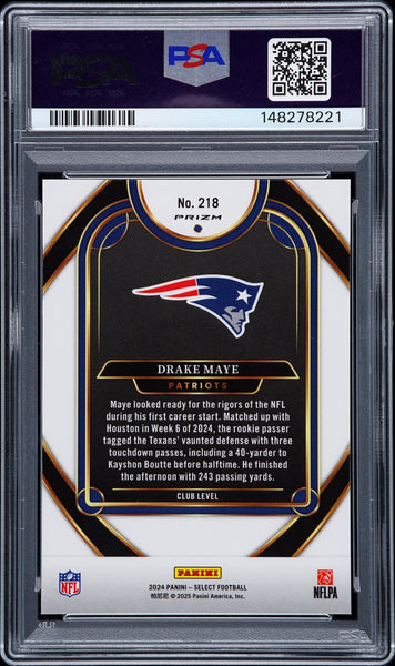 Drake Maye - 2024 Panini Select Tiger Prizm PSA 10 Case Hit