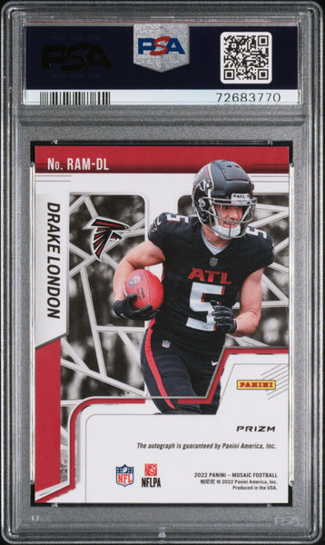 Drake London - 2022 Panini Mosaic Rookie Autograph Mosaic PSA 9