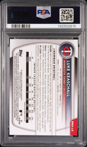 Luke Keaschall - 2025 Bowman Mega Box Auto Blue Mojo 004/150 PSA 10