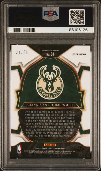 Giannis Antetokounmpo - 2022 Panini Select Green Wave PSA 10