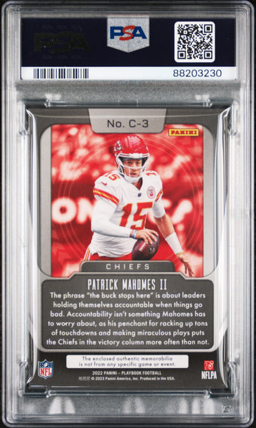 Patrick Mahomes II - 2022 Panini Playbook Captains Swatch PSA 8.5